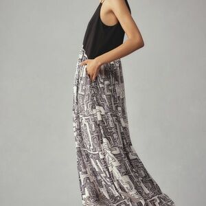 By Anthropologie Sleeveless Scoop Neck Maxi Dress — Black Motif